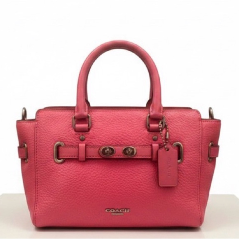 Coach Pink Magenta Pebble Leather Mini Blake Carryall Handbag Crossbody Purse
